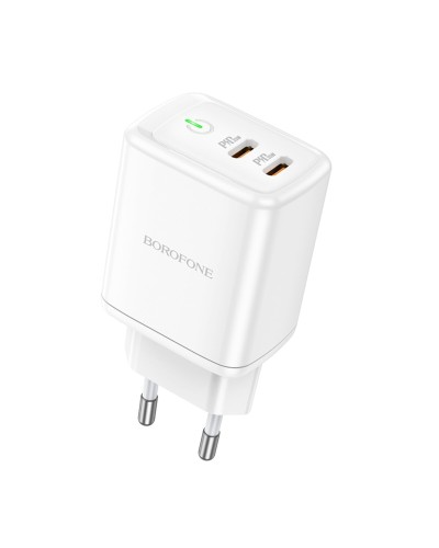 Мережевий зарядний пристрій BOROFONE BN9 Reacher PD35W dual port(2C) charger(EU) White (6974443388169)