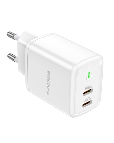 Мережевий зарядний пристрій BOROFONE BN9 Reacher PD35W dual port(2C) charger(EU) White (6974443388169)