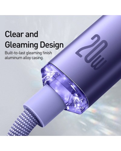 Кабель Baseus Crystal Shine Series Fast Charging Data Cable Type-C to iP 20W 2m Purple (CAJY000305)