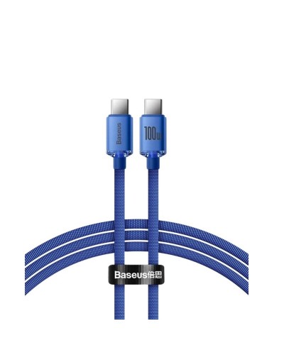 Кабель Baseus Crystal Shine Series Fast Charging Data Cable Type-C to Type-C 100W 1.2m Blue (CAJY000603)