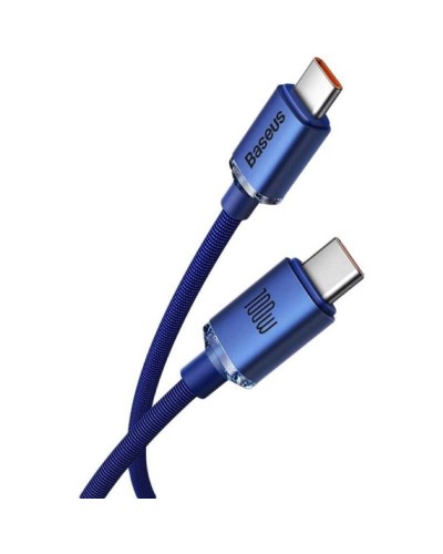 Кабель Baseus Crystal Shine Series Fast Charging Data Cable Type-C to Type-C 100W 1.2m Blue (CAJY000603)