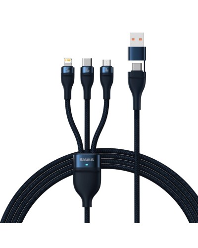 Кабель Baseus Flash Series Ⅱ Two-for-three Charging Cable U+C to M+L+C 100W 1.2m Blue (CASS030103)