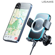 Автодержатель Usams CD230 Wireless Charging Car Holder (Air Vent) black (CD230ZJ01)
