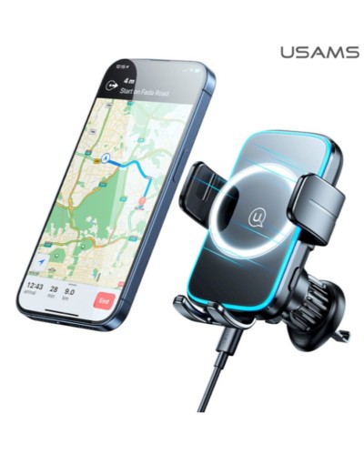 Автотримач Usams CD230  Wireless Charging Car Holder (Air Vent) black (CD230ZJ01)