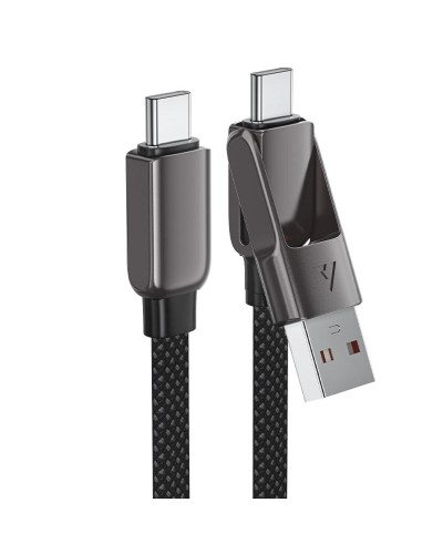 Кабель ACEFAST C13-05 USB/Type-C to Type-C 3A, 0.2m, nylon, zinc connectors, Black (6974316283539)