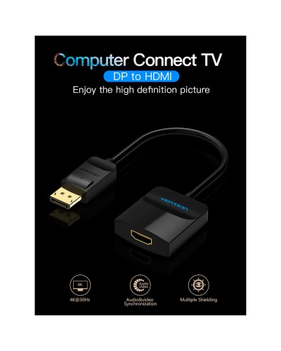 Адаптер Vention DP to HDMI Converter 0.15M Black (HBGBB)