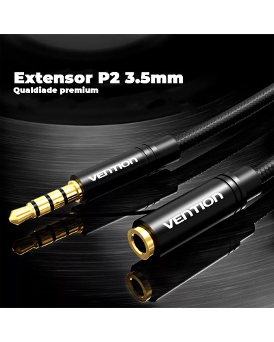 Кабель Vention Cotton Braided 3.5mm Audio Extension Cable 0.5M Black Metal Type (BHBBD)