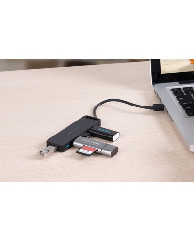 Хаб Vention 4-Port USB 2.0 Hub With Power Supply 0.15M Black (CHMBB)