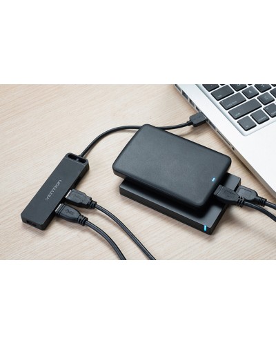 Хаб Vention 4-Port USB 2.0 Hub With Power Supply 0.15M Black (CHMBB)