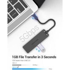 Хаб Vention Type-C для 4-Port USB 3.0 Hub with Power Supply Black 0.5M ABS Type (TGKBD)