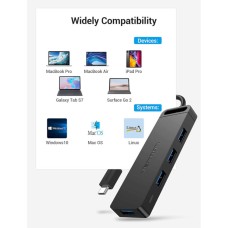 Хаб Vention Type-C для 4-Port USB 3.0 Hub with Power Supply Black 0.5M ABS Type (TGKBD)