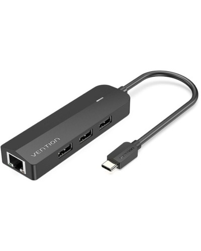 Хаб Vention USB-C to USB 2.0*3/RJ45/Micro-B HUB 0.15M Black ABS Type (TGOBB)