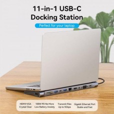 Хаб Vention Multi-function USB-C to HDMI/VGA/USB-C Gen 1/USB 3.0x2/USB 2.0/RJ45/SD/TF/TRRS 3.5mm/PD Docking Station 0.25m (THTHC)