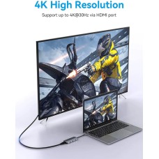 Хаб Vention USB-C to HDMI/USB 3.0x3/SD/TF/PD Docking Station Gray 0.15M Aluminum Alloy Type (TOJHB)