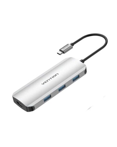 Хаб Vention USB-C to HDMI/USB 3.0x3/SD/TF/PD Docking Station Gray 0.15M Aluminum Alloy Type (TOJHB)