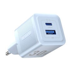 Зарядний пристрій Vention 2-Port USB (C + A) GaN Charger (30W/30W) EU-Plug Blue (FEQL0-EU)