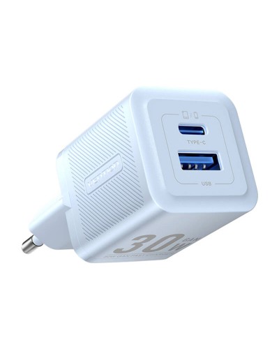 Зарядний пристрій Vention 2-Port USB (C + A) GaN Charger (30W/30W) EU-Plug Blue (FEQL0-EU)