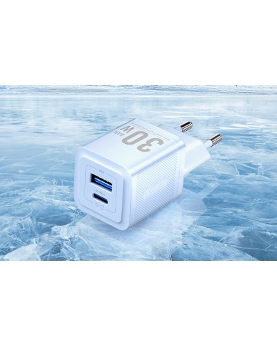 Зарядний пристрій Vention 2-Port USB (C + A) GaN Charger (30W/30W) EU-Plug Blue (FEQL0-EU)