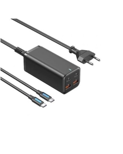 Зарядний пристрій Vention 4-Port USB (C + C + A + A) GaN Charger (100W/100W/18W/18W) EU-Plug Black (FBSBG-EU)