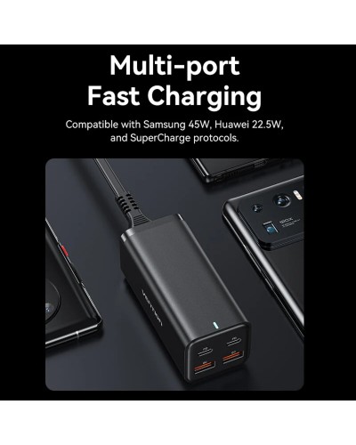 Зарядний пристрій Vention 4-Port USB (C + C + A + A) GaN Charger (100W/100W/18W/18W) EU-Plug Black (FBSBG-EU)