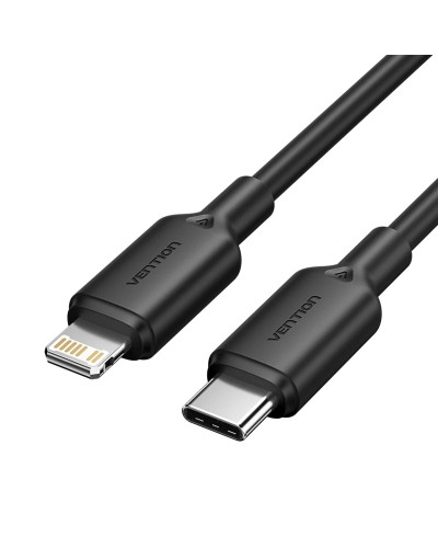 Кабель Vention USB 2.0 Type-C Male to Lightning Male 3A Cable 1M Black PVC Type (LAKBF)