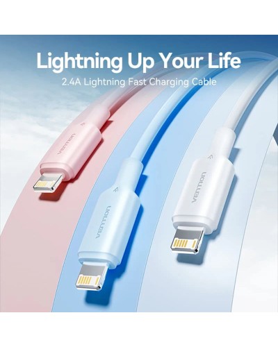 Кабель Vention USB 2.0 Type-A Male to Lightning Male 2.4A Cable 1M White PVC Type (LAMWF)