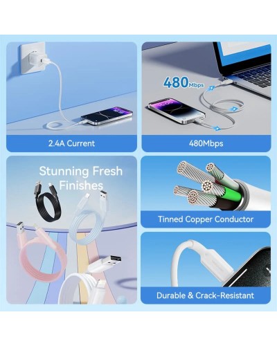 Кабель Vention USB 2.0 Type-A Male to Lightning Male 2.4A Cable 1M White PVC Type (LAMWF)