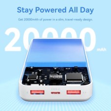 Внешний аккумулятор Vention 20000mAh Power Bank (Micro-USB+USB-C+USB-A+USB-A) 22.5W White LED Display Type (FHLW0)