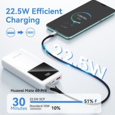 Внешний аккумулятор Vention 20000mAh Power Bank (Micro-USB+USB-C+USB-A+USB-A) 22.5W White LED Display Type (FHLW0)