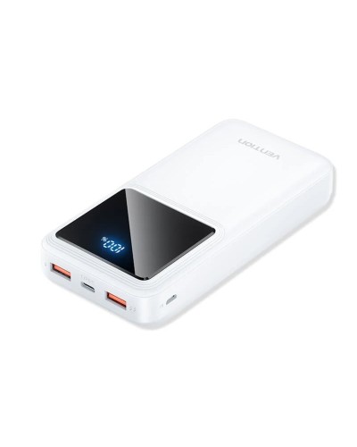 Зовнішній акумулятор Vention 20000mAh Power Bank (Micro-USB + USB-C + USB-A + USB-A) 22.5W White LED Display Type (FHLW0)