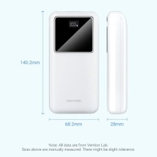 Внешний аккумулятор Vention 20000mAh Power Bank (Micro-USB+USB-C+USB-A+USB-A) 22.5W White LED Display Type (FHLW0)