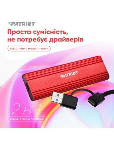 SSD External Patriot Transporter Lite 1TB Red Type-C (PTPL1TBPEC)