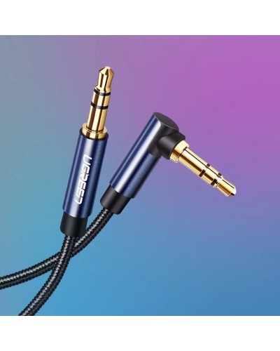 Аудио кабель UGREEN 3.5mm Male to 3.5mm Male Cable Gold Plated Metal Case with Braid 1m (Blue Black) (UGR-60179)