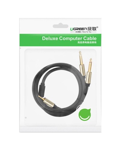 Аудіо кабель UGREEN 3.5mm TRS to Dual 6.35mm TS Audio Cable 1m (Gray) (UGR-10613)