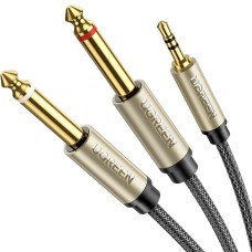 Аудио кабель UGREEN 3.5mm TRS to Dual 6.35mm TS Audio Cable 1m (Gray) (UGR-10613)