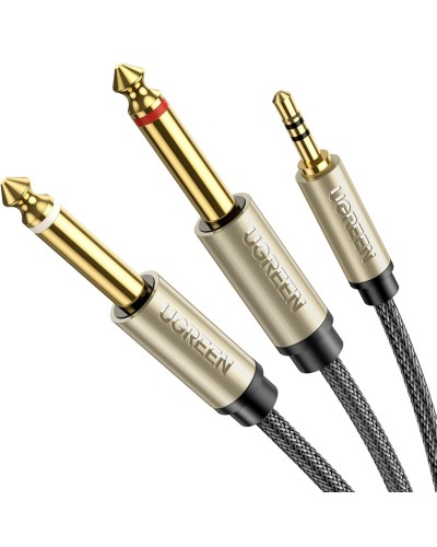 Аудіо кабель UGREEN 3.5mm TRS to Dual 6.35mm TS Audio Cable 1m (Gray) (UGR-10613)