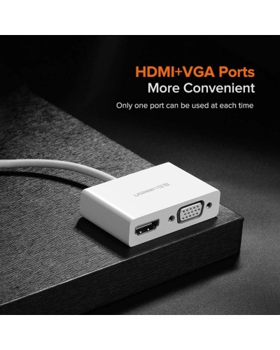 UGREEN USB Type C to HDMI + VGA Converter (White) (UGR-30843)