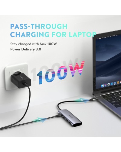 Хаб UGREEN USB-C to 2 Ports USB3.0-A Hub + HDMI + TF/SD с PD Power Supply (Space Gray) (UGR-70411)