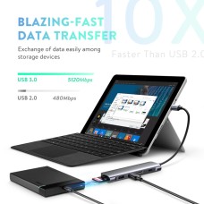 Хаб UGREEN USB-C to 2 Ports USB3.0-A Hub + HDMI + TF/SD с PD Power Supply (Space Gray) (UGR-70411)