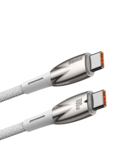 Кабель Baseus Glimmer Series Fast Charging Data Cable Type-C to Type-C 100W 1m White (CADH000702)