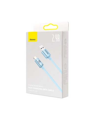 Кабель Baseus Crystal Shine Series Fast Charging Data Cable USB to iP 2.4A 1.2m Sky Blue (CAJY001103)