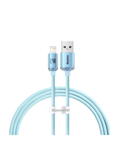 Кабель Baseus Crystal Shine Series Fast Charging Data Cable USB to iP 2.4A 1.2m Sky Blue (CAJY001103)