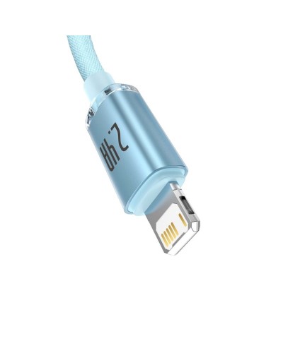 Кабель Baseus Crystal Shine Series Fast Charging Data Cable USB to iP 2.4A 1.2m Sky Blue (CAJY001103)