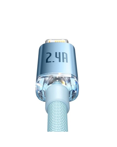 Кабель Baseus Crystal Shine Series Fast Charging Data Cable USB to iP 2.4A 1.2m Sky Blue (CAJY001103)