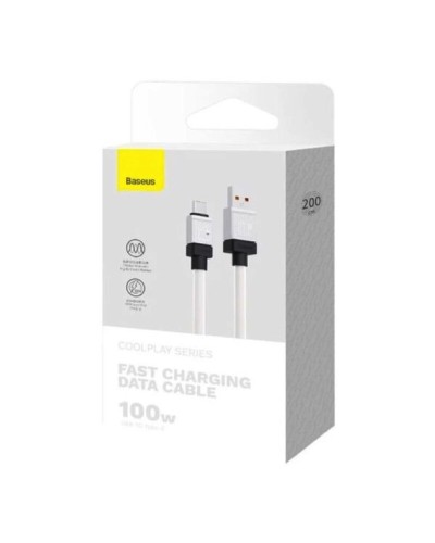 Кабель Baseus CoolPlay Series Fast Charging Cable USB to Type-C 100W 2m White (CAKW000702)