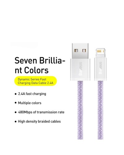 Кабель Baseus Dynamic Series Fast Charging Data Cable USB to iP 2.4A 2m Purple (CALD000505)