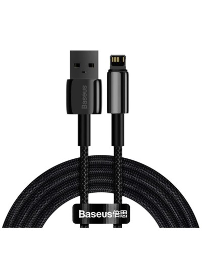 Кабель Baseus Tungsten Gold Fast Charging Data Cable USB to iP 2.4A 2m Black (CALWJ-A01)