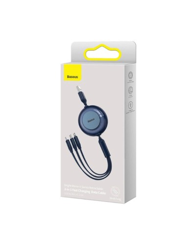 Кабель Baseus Bright Mirror 2 Series Retractable 3-in-1 Fast Charging  Data Cable USB to M+L+C 3.5A 1.1m Blue (CAMJ010003)