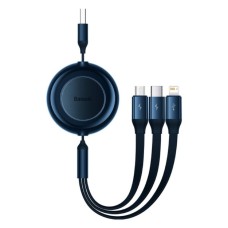 Кабель Baseus Bright Mirror 2 Series Retractable 3-in-1 Fast Charging  Data Cable USB to M+L+C 3.5A 1.1m Blue (CAMJ010003)