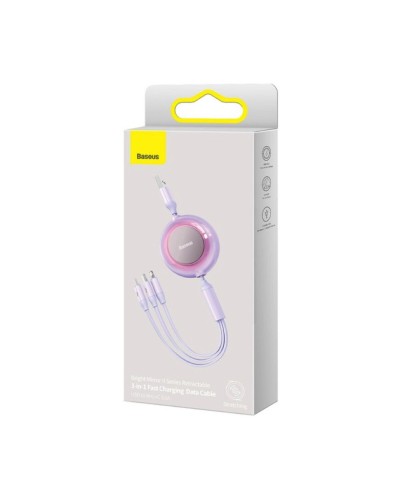 Кабель Baseus Bright Mirror 2 Series Retractable 3-in-1 Fast Charging  Data Cable USB to M+L+C 3.5A 1.1m Purple (CAMJ010005)